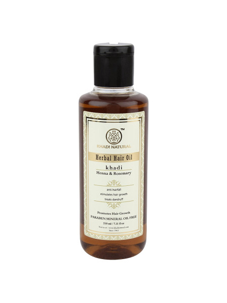 Масло для волос "Хна и Розмарин", Без парабенов и минеральных масел, 210 мл, производитель "Кхади", Ayurvedic Hair Oil "Henne & Rosemary", Paraben/Mineral Oil Free, 210 ml, Khadi