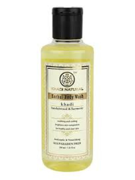 Гель для душа "Сандал и Куркума", Антисептический и питательный, Без SLS и парабенов, 210 мл, производитель "Кхади", Body Wash "Sandalwood & Turmeric", Antiseptic & Nourishing, SLS/Paraben Free, 210 ml, Khadi