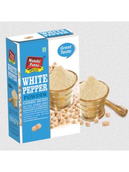 Белый перец (молотый), 100 г, производитель "Мунши Панна", White Pepper Powder, 100 g, Munshi Panna
