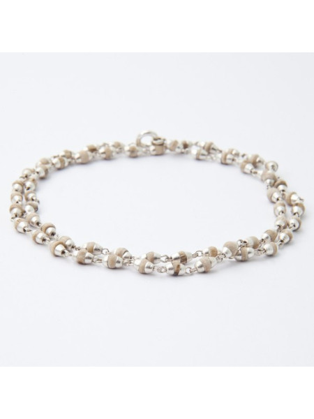 Кантхимала №2 Туласи в обрамлении 1 ряд 5 мм натуральные / Kanthimala №2 Tulasi silver 1 round 5mm natural