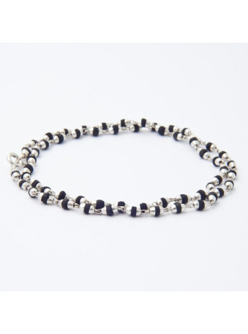 Бусы Кантхимала №2б Туласи: 5 мм черные, серебро