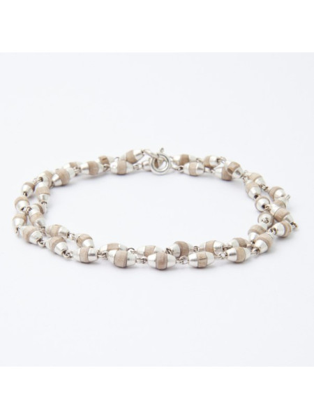 Кантхимала №3а Туласи в обрамлении 1 ряд 6 мм натуральные / Kanthimala №3a Tulasi silver 1round 6mm natural