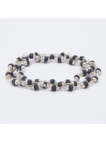 Бусы Туласи Кантхимала №8: 7 мм, черные, серебро