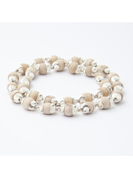 Кантхимала №11 Туласи в обрамлении 1 ряд 12 мм насечками / Kanthimala №11 Tulasi silver 1round 12mm natural