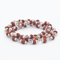 Кантхимала №13 Рудракша в обрамлении 1,5 ряда 9 мм / Kanthimala №13 Rudraksha silver 1,5round 9mm