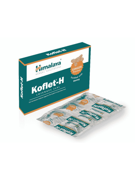 Леденцы от кашля с имбирем и медом "Кофлет-Х", 60 шт, производитель "Хималая", Koflet-H, Ginger and Honey, 60 pcs, Himalaya