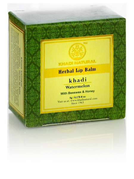 Бальзам для губ с пчелиным воском и маслом дерева Ши "Арбуз", 10 г, производитель "Кхади", Lip balm with bees wax & shea butter "Watermelon", 10 g, Khadi