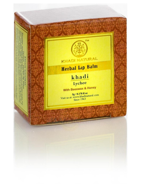 Бальзам для губ с пчелиным воском и маслом Ши "Личи", 10 г, производитель "Кхади", Lip Balm "Lychee", 10 g, Khadi
