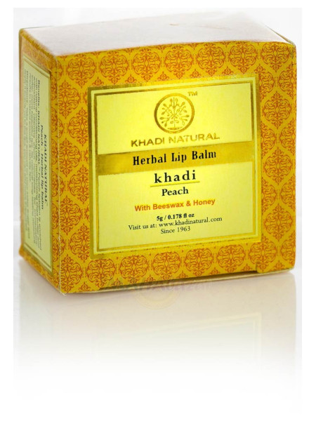 Бальзам для губ с пчелиным воском и маслом Ши "Персик", Lip Balm "Peach", 10 gm, Khadi