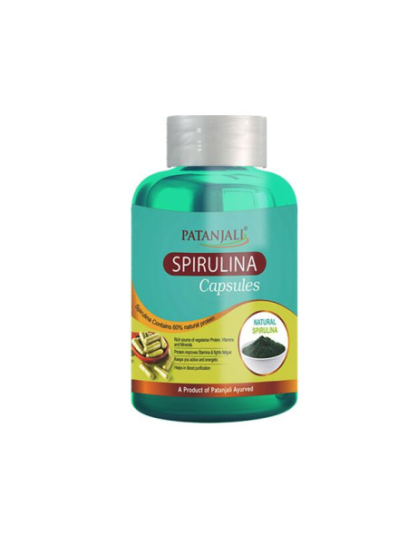 Натуральная Спирулина, 60 кап, производитель Патанджали; Natural Spirulina, 60 caps, Patanjali