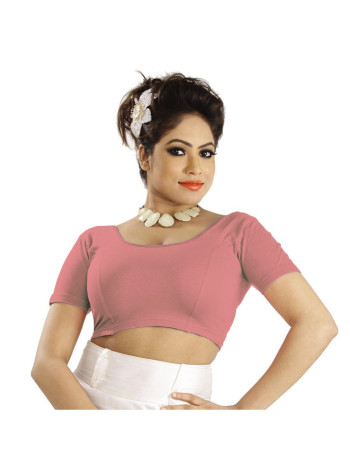 Стильное чоли Абхи: светло-розовая трикотажная блузка к сари