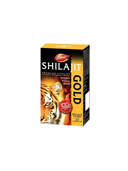 Шиладжит Голд, аюрведическая добавка для мужчин, 12 кап, производитель Дабур; Shilajit Gold, Ayurvedic Supplement for Men, 12 caps, Dabur