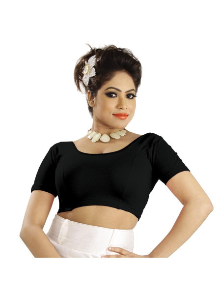 Чоли для сари - трикотажная блузка, цвет - черный, производитель Абхи; Women's Cotton Blouse Black, Abhi